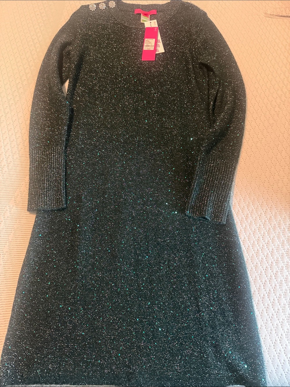 Lilly Pulitzer Black Dress with Teal Sparkle